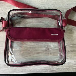 🔜 
Clear Stadium Bag with Magenta Strap